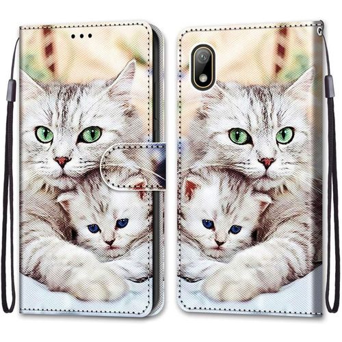 Coque Pour Huawei Y5 2019 Portefeuille Etui À Rabat En Pu Cuir Avec Motif,Poche Porte-Cartes,Multi-Usage Peint Housse Cuir Case Magnétique Gros Chaton Protection Pour Huawei Y5 2019/Honor 8s