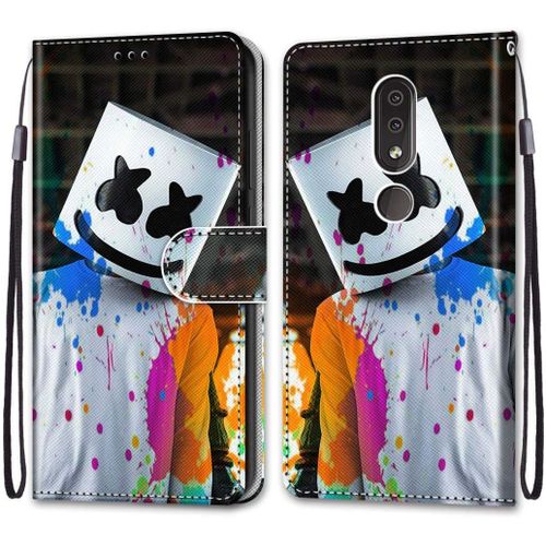 Coque Pour Nokia 4.2 Portefeuille Etui À Rabat En Pu Cuir Avec Motif,Poche Porte-Cartes,Multi-Usage Peint Housse Cuir Case Magnétique Casque De Couleur Protection Pour Nokia 4.2 5.71-Pouces