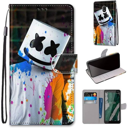 Coque Pour Nokia 1 Plus 5.45"" Portefeuille Etui À Rabat En Pu Cuir Avec Motif,Poche Porte-Cartes,Multi-Usage Peint Housse Cuir Case Magnétique Casque De Couleur Protection Pour Nokia 1 Plus