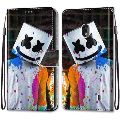 Coque Pour Nokia 2.2 Portefeuille Etui À Rabat En Pu Cuir Avec Motif,Poche Porte-Cartes,Multi-Usage Peint Housse Cuir Case Magnétique Casque De Couleur Protection Pour Nokia 2.2 5.71-Pouces