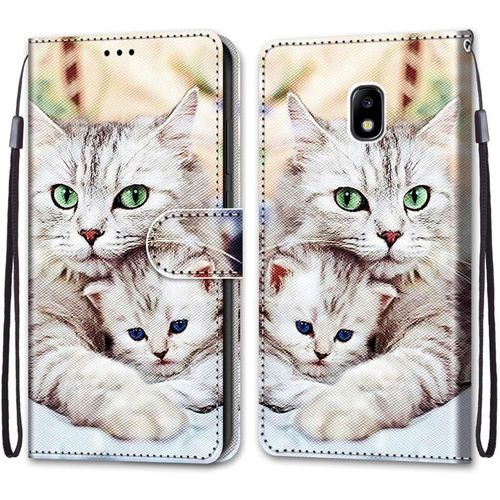 Coque Pour Samsung J730f Portefeuille Etui Rabat En Pu Cuir Avec Motif,Poche Porte-Cartes,Multi-Usage Peint Housse Cuir Case Magnétique Gros Chaton Protection Pour Samsung Galaxy J7 2017/J730f