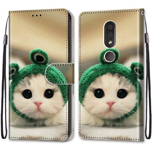 Cuir Pu Folio Etui Pour Nokia 4.2 Coque Pochette Flip Housse Etui A Rabat Protection Résistant Aux Chocs Couverture Motif Grenouille Chaton Avec Porte Carte Back Cover Nokia 4.2 5.71-Pouces