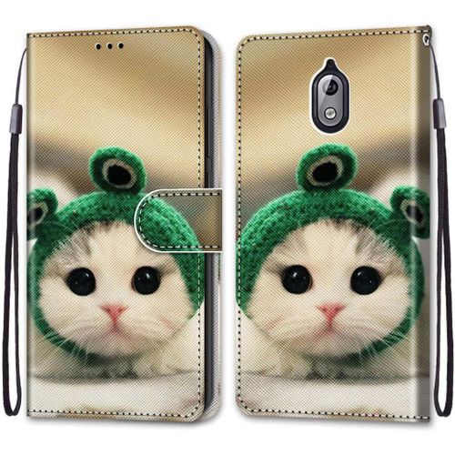 Cuir Pu Folio Etui Pour Nokia 3.1 Coque Pochette Flip Housse Etui A Rabat Protection Résistant Aux Chocs Couverture Motif Grenouille Chaton Avec Porte Carte Back Cover Nokia 3.1 Nokia 3 2018