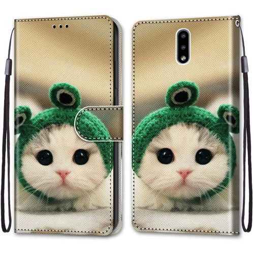 Cuir Pu Folio Etui Pour Nokia 2.3 Coque Pochette Flip Housse Etui A Rabat Protection Résistant Aux Chocs Couverture Motif Grenouille Chaton Avec Porte Carte Back Cover Nokia 2.3 6.2-Pouces
