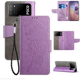 Etui À Rabat En Pu Cuir Pour Xiaomi Redmi 9t/Xiaomi Poco M3 Flip Portefeuille Coque De Protection Avec Motif Papillon Gaufrage Pochette En Simili Cuir Etui A Rabat Carte Fentes Coque
