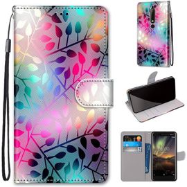 Etui À Rabat En Pu Cuir Pour Nokia 6.1 Flip Portefeuille Coque De Protection Avec Motif Charmant Pochette En Simili Cuir Etui A Rabat Carte Fentes Coque Nokia 6 2018 5.5"",Feuilles Colorées