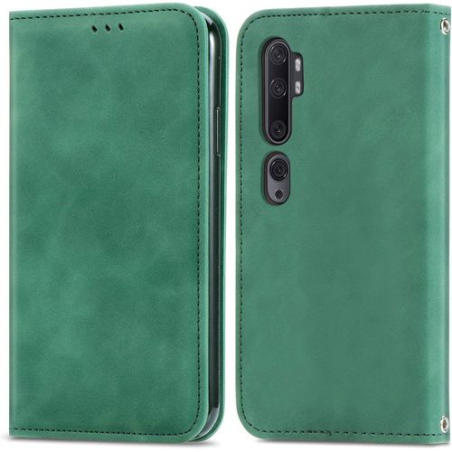 Étui Coque Pour Xiaomi Mi Note 10 Premium En Cuir Affaires Folding Folio Téléphone Étui Magnétique Loquet Pu Leather Rabat Wallet Case Cover Antichoc Housse Pour Xiaomi Mi Cc9 Pro,Vert