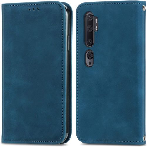 Étui Coque Pour Xiaomi Mi Note 10 Premium En Cuir Affaires Folding Folio Téléphone Étui Magnétique Loquet Pu Leather Rabat Wallet Case Cover Antichoc Housse Pour Xiaomi Mi Cc9 Pro,Bleu
