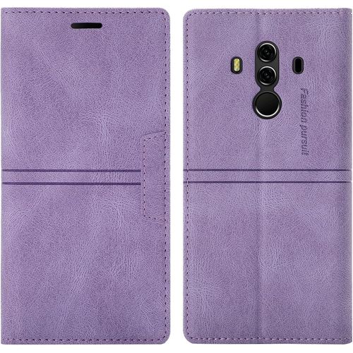 Coque Huawei Mate 10 Pro, Etui Portefeuille Huawei Mate 10 Pro Magnétique Tpu Antichoc Housse Cuir Premium En Cuir Pu Fentes Pour Cartes Etui À Rabat Pochette De Portefeuille Violet