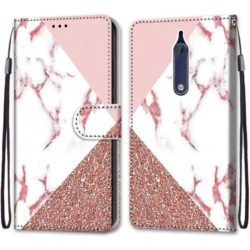Pochette Coque Pour Nokia 5 Étui En Cuir Flip Lirves Pu Avec Tpu Silicone Antichoc Housse Support Portable Wallet Coque Élégant Protection Étui Pour Nokia 5 5.2"",Motif À Trois Pierres