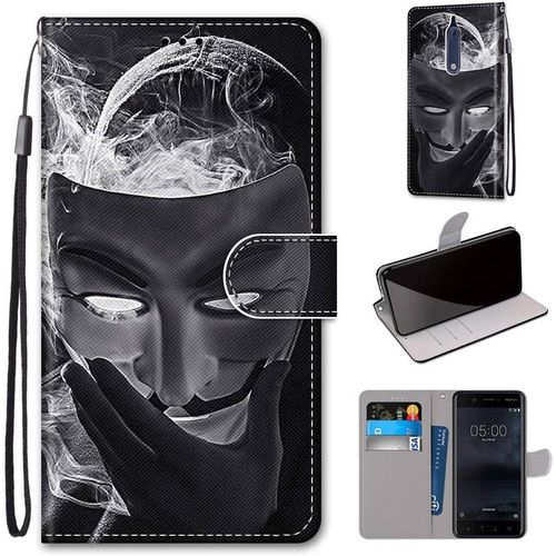 Pochette Coque Pour Nokia 5 Étui En Cuir Flip Lirves Pu Avec Tpu Silicone Antichoc Housse Support Portable Wallet Coque Élégant Protection Étui Pour Nokia 5 5.2-Pouces,Noir