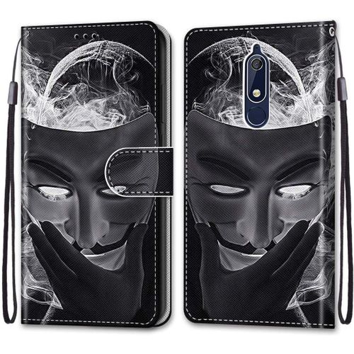 Pochette Coque Pour Nokia 5.1 Étui En Cuir Flip Lirves Pu Avec Tpu Silicone Antichoc Housse Support Portable Wallet Coque Élégant Protection Étui Pour Nokia 5.1 5.5"",Noir