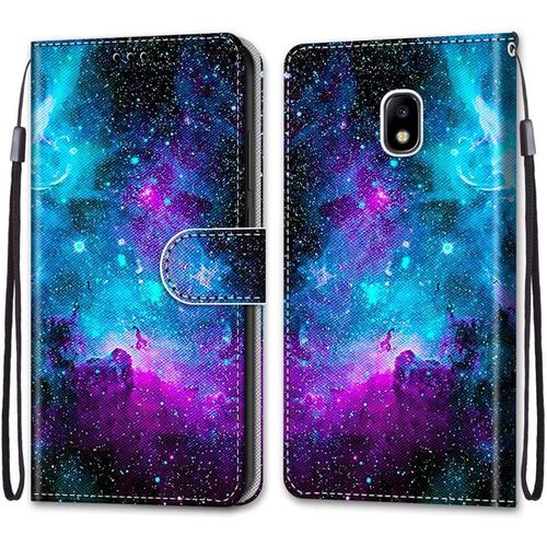 Pochette Coque Pour Samsung J730f Étui En Cuir Flip Pu Avec Tpu Silicone Antichoc Housse Support Portable Wallet Coque Élégant Protection Étui Pour Samsung Galaxy J7 2017,Ciel Étoilé