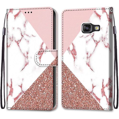 Pochette Coque Pour Samsung A310 Cuir Flip Pu Avec Tpu Silicone Antichoc Housse Support Portable Wallet Coque Élégant Protection Étui Pour Samsung Galaxy A3 2016/A310,Motif À Trois Pierres