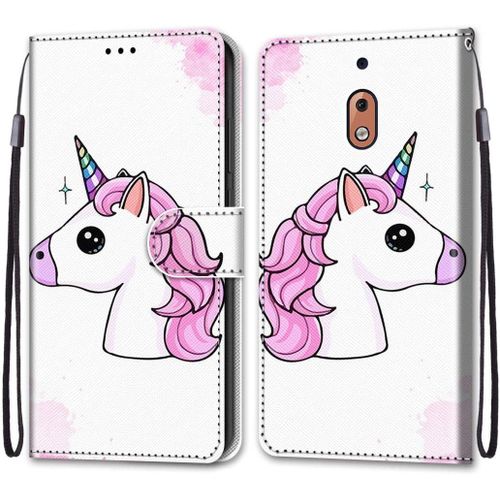 Housse À Rabat Portefeuille Pour Nokia 2.1,Coque En Cuir Pu Pour Nokia 2.1 5.5"",Etui Protection Motif Avec Fonction Support Magnétique Portables Case Pour Samsung J8,Licorne