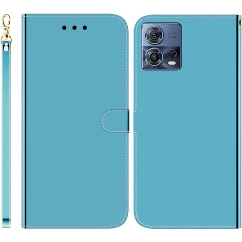Funda Para Motorola Moto S30 Pro/Edge 30 Fusion Premium Pu Cuero Billetera Case Imitación Espejo Desgin Con Ranuras Para Tarjetas Soporte Plegable Cierre Magnetico Flip Carcasa Moto S30 Pro,Azul