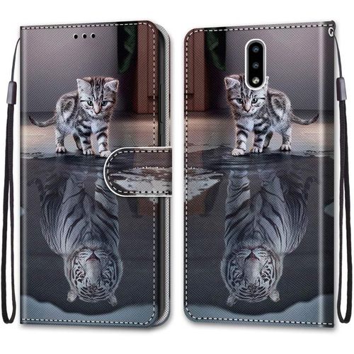 Housse À Rabat Portefeuille Pour Nokia 2.3,Coque En Cuir Pu Pour Nokia 2.3 6.2-Pouces,Etui De Protection Motif Avec Fonction Support Magnétique Portables Case Pour Nokia 2.3 6.2-Pouces,Chat Tigre
