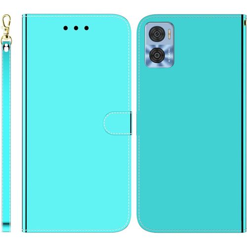 Funda Para Motorola Moto E22/E22i Imitación Espejo Pu Cuero Case Cierre Magnetico Flip Billetera Carcasa Con Ranuras Para Tarjetas Y Soporte Plegable Cover Funda Para Motorolamoto E22/E22i,Verde