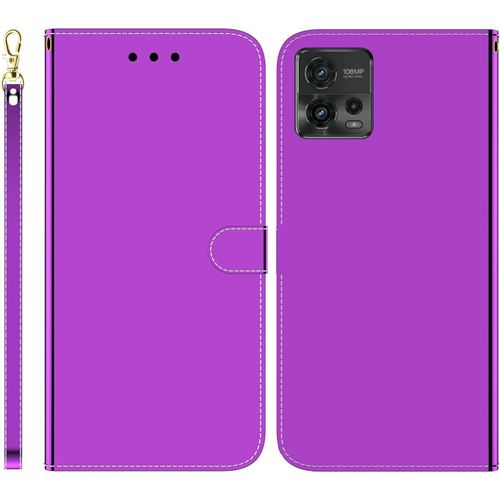 Funda Para Motorola Moto G72 Pu Cuero Folio Cartera Carcasa Ranuras Para Tarjetas Soporte Plegable Cierre Magnetico Imitación Espejo Flip Billetera Case Para Motorola Moto G72,Púrpura