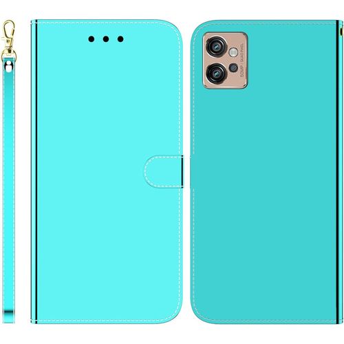 Funda Para Motorola Moto G32 Imitación Espejo Pu Cuero Case Cierre Magnetico Flip Billetera Carcasa Con Ranuras Para Tarjetas Y Soporte Plegable Cover Funda Para Motorola Moto G32,Verde