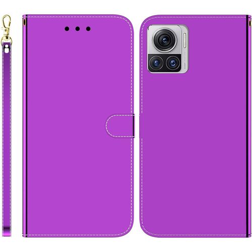 Funda Para Motorola Moto X30 Pro/Edge 30 Ultra Pu Cuero Folio Cartera Carcasa Ranuras Para Tarjetas Soporte Plegable Cierre Magnetico Imitación Espejo Flip Billetera Case Moto X30 Pro,Púrpura