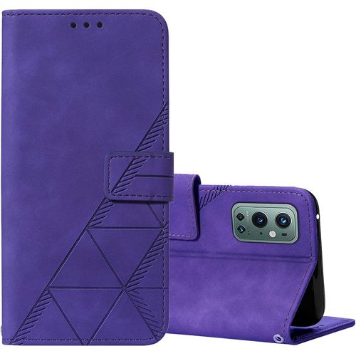 Coque Portefeuille Pour Oneplus 9 Plus Avec Film De Protection Écran Hd , Flip Cuir Pu Etui Magnétique Housse, Fermeture Aimantée,Béquille,Avec Cordon Cover Mauve