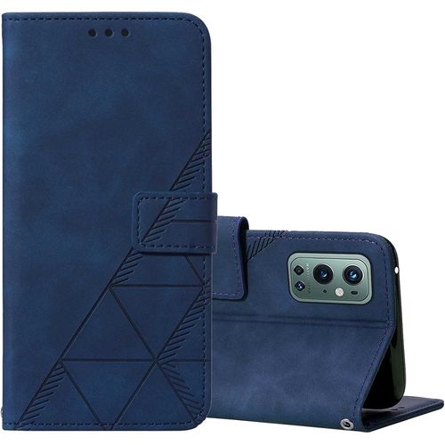 Coque Portefeuille Pour Oneplus 9 Plus Avec Film De Protection Écran Hd Flip Cuir Pu Etui Magnétique Housse Fermeture Aimantée Béquille Avec Cordon Cover Bleu Marine
