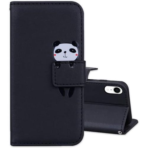 Coque Portefeuille Étui Pour Iphone X/Xs Iphone 10 Housse Protection Accessoires Case Flip Cover Phone Étuis En Faux Cuir Avec Stand Noir