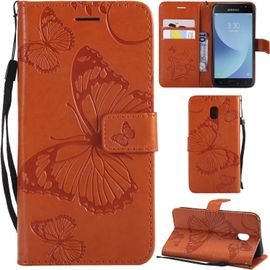 Samsung Galaxy J3 2017 Coque Modèle 3d Papillon Prime Pu Cuir Flip Folio Housse Étui Cover Case Wallet Portefeuille Support Dragonne Fermeture Magnétique Pour Samsung Galaxy J3 2017 - Orange