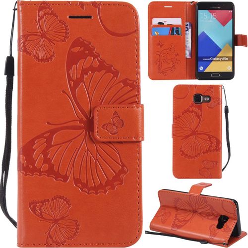 Samsung Galaxy A5 2016 Coque Modèle 3d Papillon Prime Pu Cuir Flip Folio Housse Étui Cover Case Wallet Portefeuille Support Dragonne Fermeture Magnétique Pour Samsung Galaxy A5 2016 - Orange