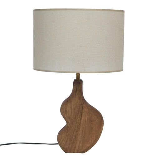 Lampe Recto En Bois Et Son Abat Jour En Toile De Jute