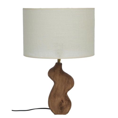 Lampe Verso En Bois Et Son Abat Jour En Toile De Jute