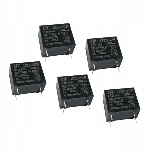 Lot de 5 petits relais 12 V CC 5 A, montage sur circuit imprimé, 4 broches, relais automobile noir