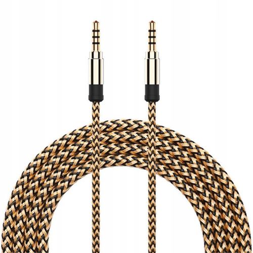 Câble audio jack 3,5 mm en nylon tressé pour voiture, doré