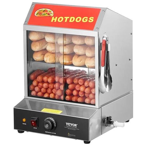 Cuiseur à Vapeur Hot-Dogs-VEVOR-27L-Machine à Vapeur Hot-Dogs à 2 Niveaux-Température 30° à 85°-Chauffe-petits Pains Électrique