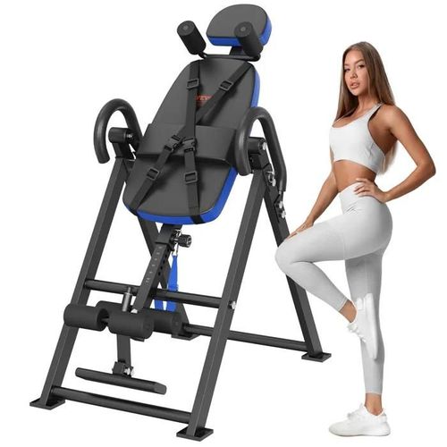 Table D'inversion-Vevor-Banc De Musculation-Pour Soulager Les Maux De Dos-Supporte Jusqu'à 300 Lb-Bleu Et Noir