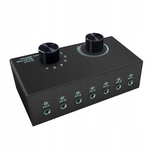 Commutateur audio portable 6 entrées 1 sortie avec prise jack 3,5 mm