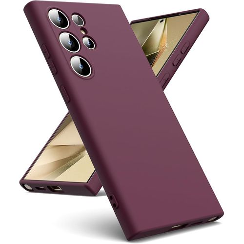Coque Pour Samsung Galaxy S24 Ultra 5g, Coque Silicone Liquide Intérieur Microfibre Souple Étuis En Caoutchouc Housse Antichoc Protection Bumper Coque S24 Ultra - Bordeaux