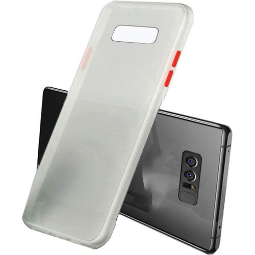 Coque Pour Samsung Galaxy Note 8, Coque Arrière Translucide Pc Mat Con Tpu Cadre Amortisseur Étui, Ultra Mince Case Anti-Goutte Résistant Au Glissement Etui Avec Protection Écran, Blanc&rouge