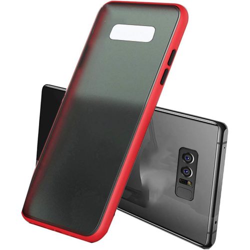 Coque Pour Samsung Galaxy Note 8, Coque Arrière Translucide Pc Mat Con Tpu Cadre Amortisseur Étui, Ultra Mince Case Anti-Goutte Résistant Au Glissement Etui Avec Protection Écran, Rouge&noir