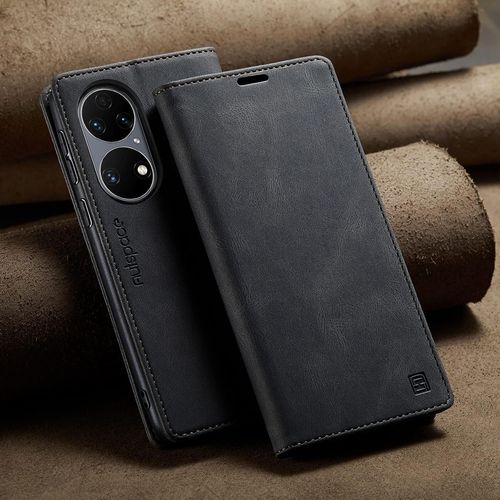 Couvercle De Botier Étui Portefeuille For Huawei P50 Rétro En Cuir De Vachette Véritable Folio Flip Wallet Magnétique Mince Coque De Téléphone Porte Cartes Anti Chute Protection Complète Couvert