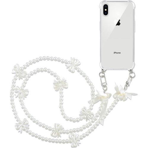 Coque Pour Apple Iphone X/Xs 5.8"" Avec Cordon,Etui Avec Collier Chaîne Silicone Transparent Tpu Bumper Avec Cordage Crossbody Laniere Tour Chaîne Collier Lanyard,Papillon2