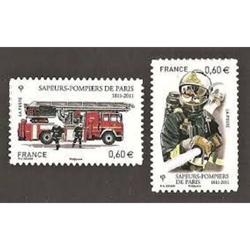 Bicentenaire De La Brigade Des Sapeurs-Pompiers : Pompier Et Camion La Paire Année 2011 Autoadhésifs N° 601 602 Yvert Et Tellier Luxe