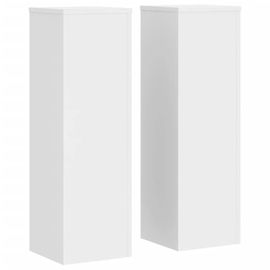 Supports Pour Plantes Meuble Fleurs Lot De 2 25 X 25 X 80 Cm Bois D'ingénierie Blanc Helloshop26 02_0045271