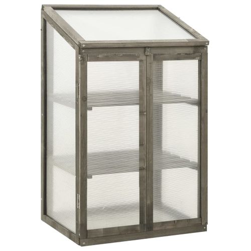 Serre Tente Abri Plante Fleur Légumes 60 X 45 X 100 Cm Bois De Sapin Gris Helloshop26 02_0044454