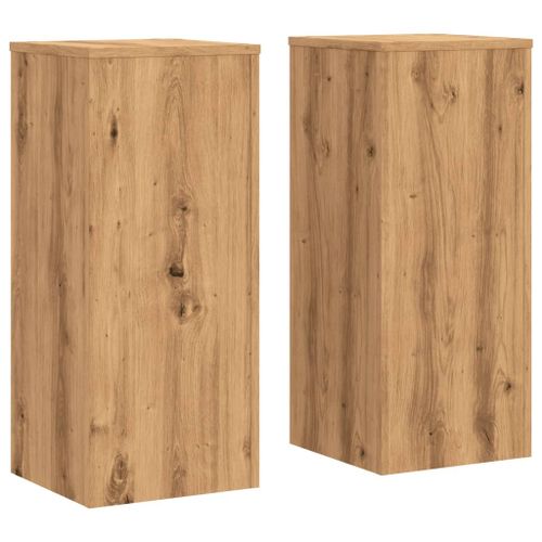 Supports Pour Plantes Meuble Fleurs Lot De 2 Artisanal Bois D'ingénierie Marron Helloshop26 02_0045293