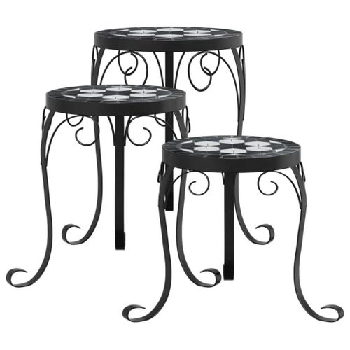 Supports Pour Plantes Meuble Fleurs 3 Pcs Et Céramique Noir Helloshop26 02_0045256