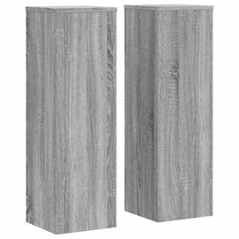 Supports Pour Plantes Meuble Fleurs Lot De 2 Sonoma Bois D'ingénierie Gris Helloshop26 02_0045363