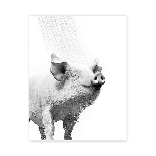 Affiche en toile drôle,chat,girafe,chien,éléphant,papier toilette,baignoire,salle de bain amusante,Art mural,salle de douche,décoration de la maison - Type [CJ50760]-50x70cm