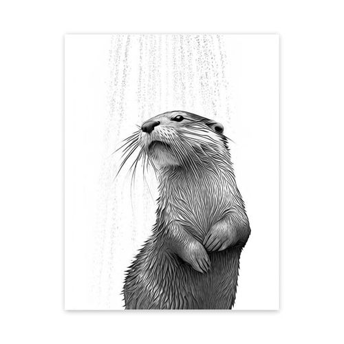 Affiche en toile drôle,chat,girafe,chien,éléphant,papier toilette,baignoire,salle de bain amusante,Art mural,salle de douche,décoration de la maison - Type [CJ50762]-40x60cm